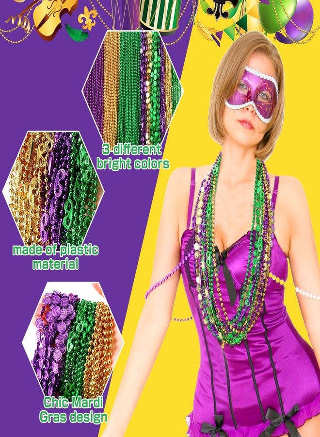 Quelay 360 Pcs Mardi Gras Beads Necklace Colorful Metallic Beaded Necklaces Mardi Gras Beads Bulk Carnival Beaded Necklaces for Mardi Gras Party Favors St Patrick Day Celebrations Themed Party - Image 5